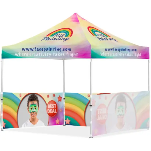 Coated Steel Sublimated Gazebo 3m x 3m - 3 Half-Wall Skins Branded